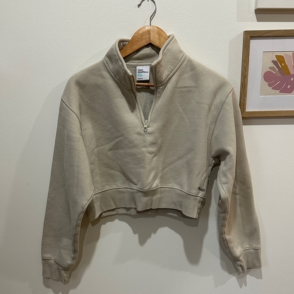 TNA Tops - TNA Beige Half-Zip Cropped Sweatshirt Size M